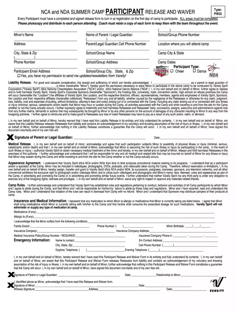 nda release form Preview on Page 1