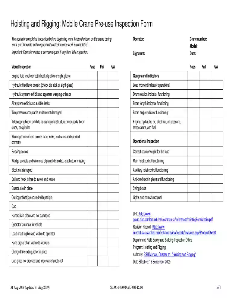 lifting equipment inspection checklist pdf Preview on Page 1