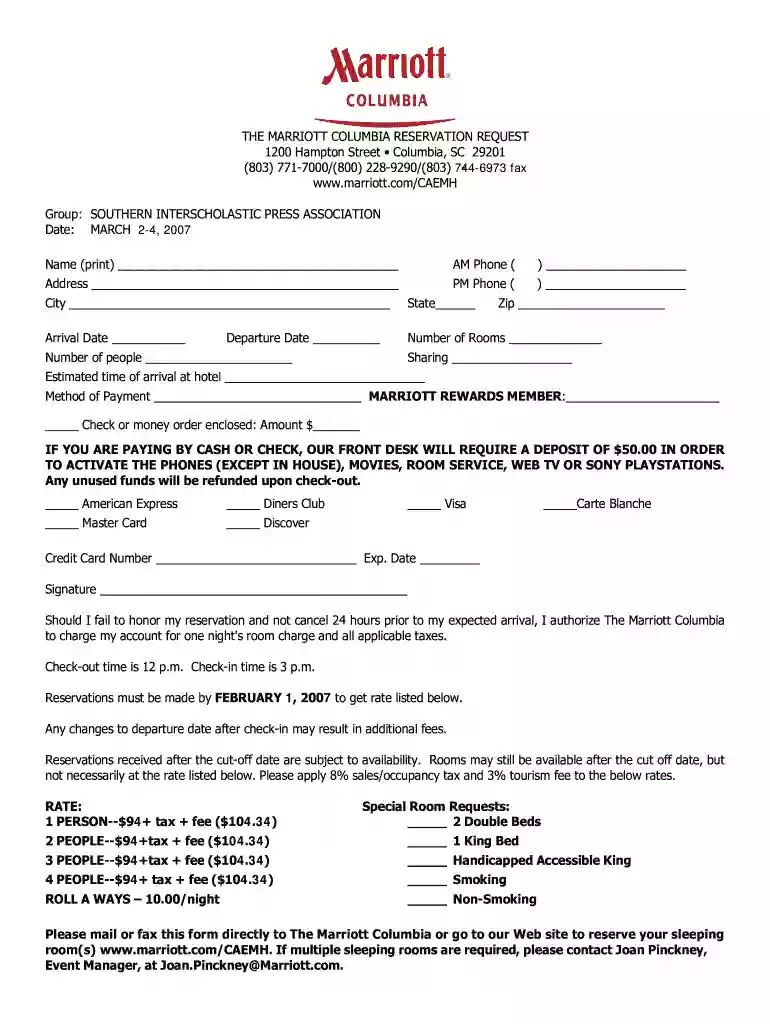 marriott forms Preview on Page 1