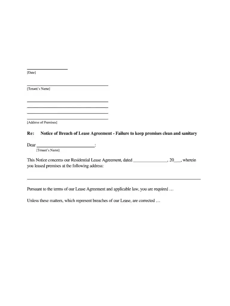notice to tenant to clean property pdf Preview on Page 1