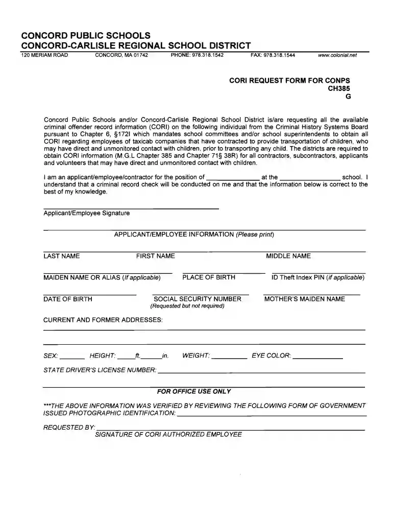 cori form Preview on Page 1