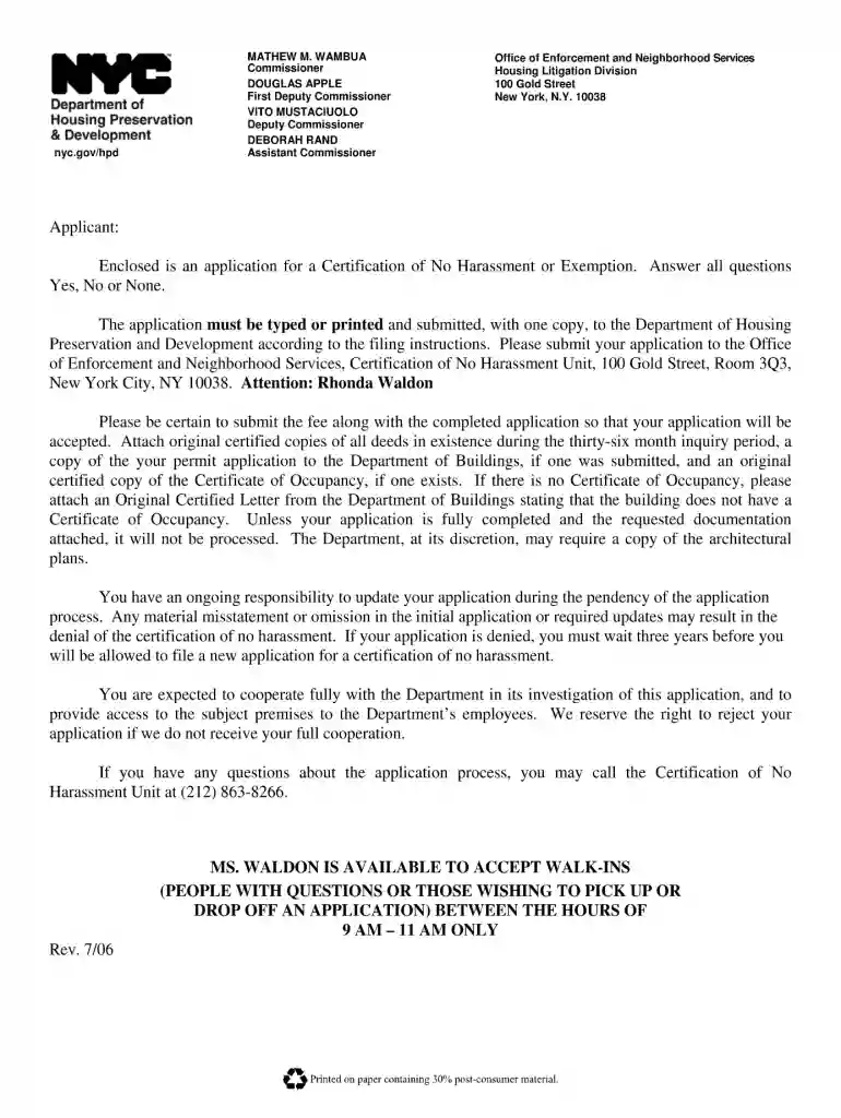 rhonda waldon hpd 2006 form Preview on Page 1