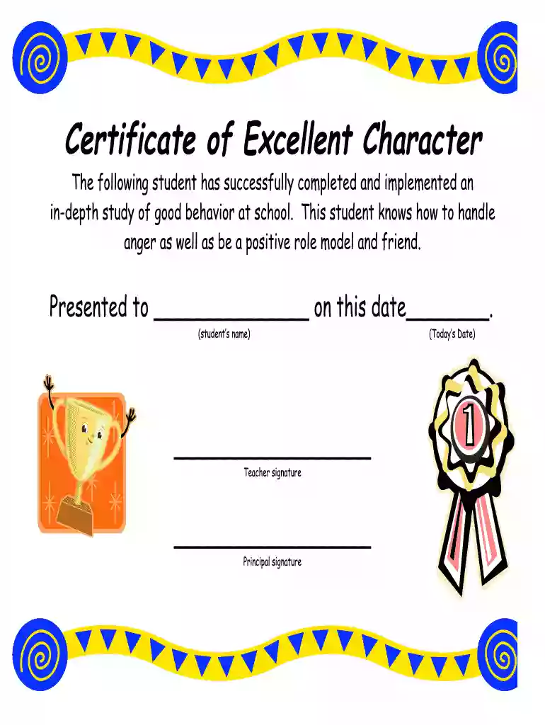 editable character award certificate template Preview on Page 1