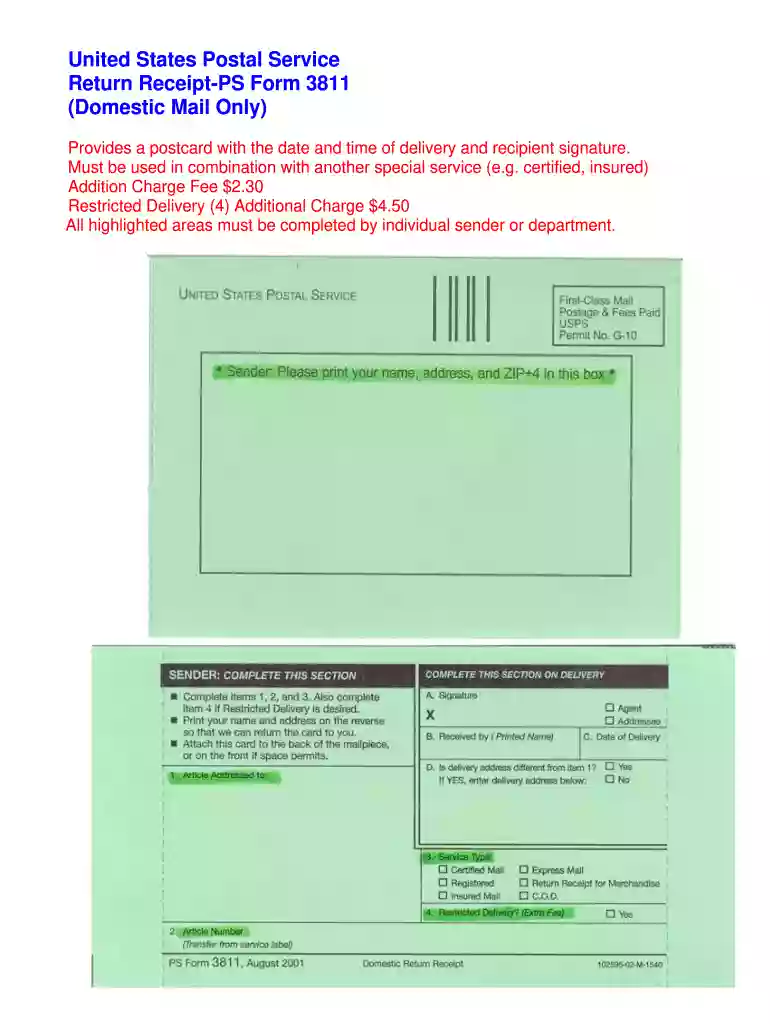 ps form 3811 word template Preview on Page 1