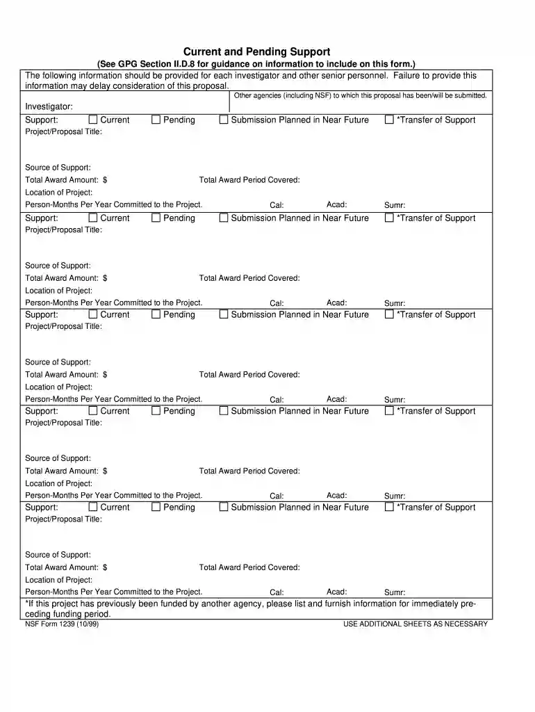 nsf cps template Preview on Page 1