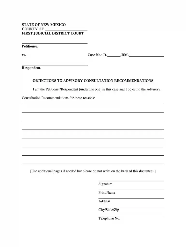 Objections to Advisory Consultation Preview on Page 1