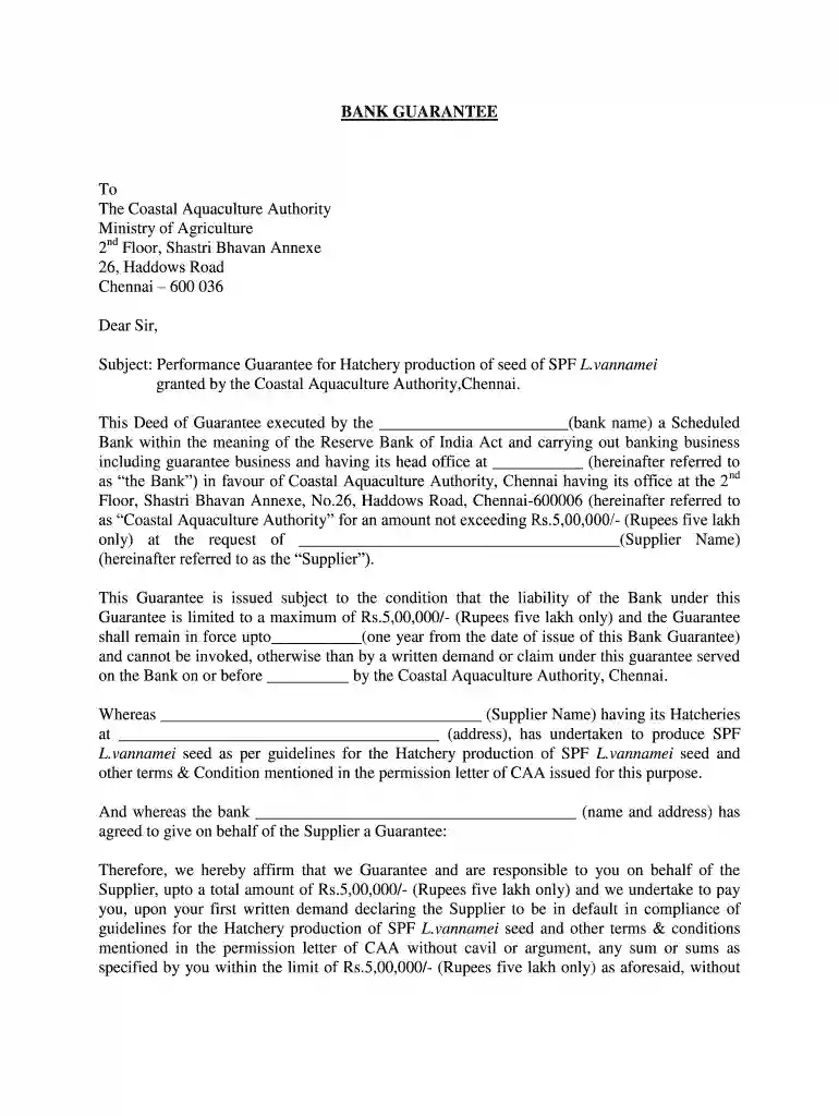 bank guarantee sample Preview on Page 1