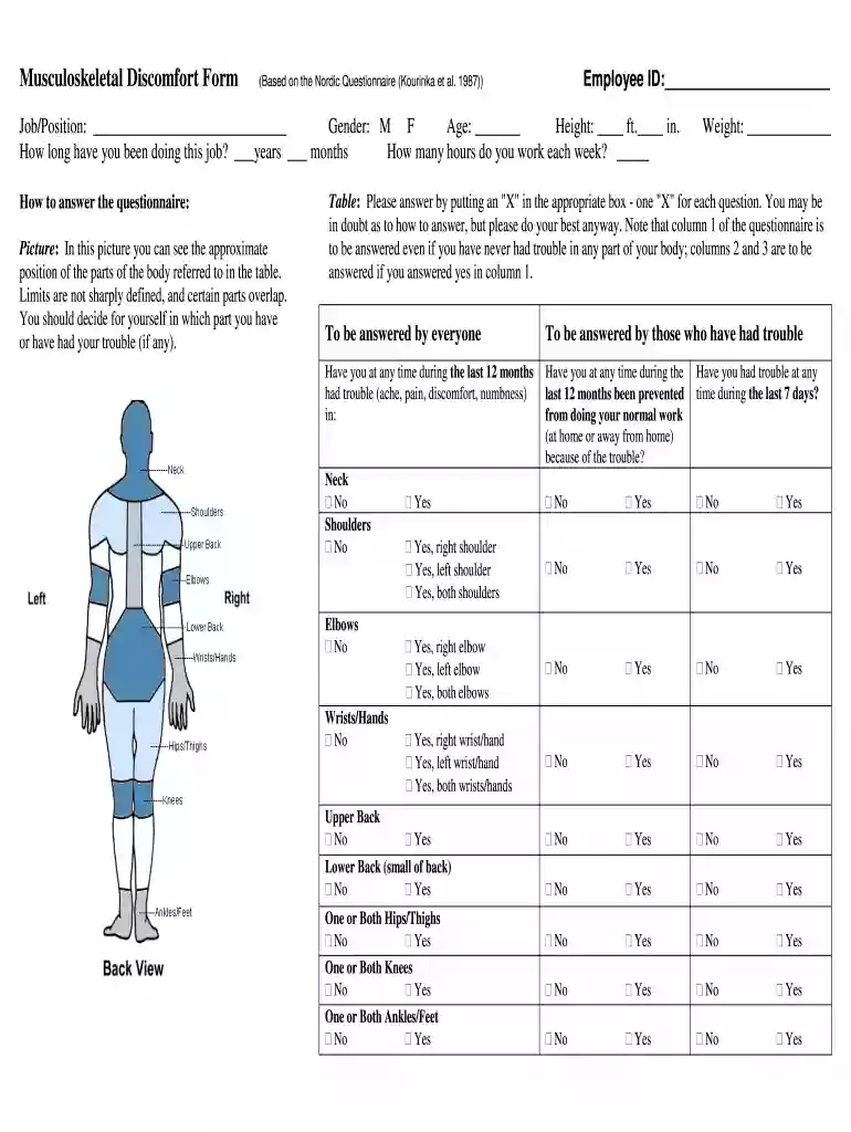 nordic musculoskeletal questionnaire pdf Preview on Page 1