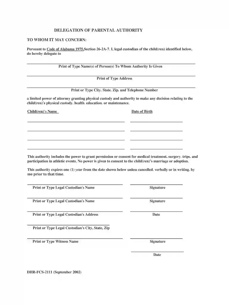 michigan delegation of parental authority form Preview on Page 1