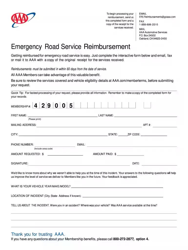 aaa reimbursement form Preview on Page 1