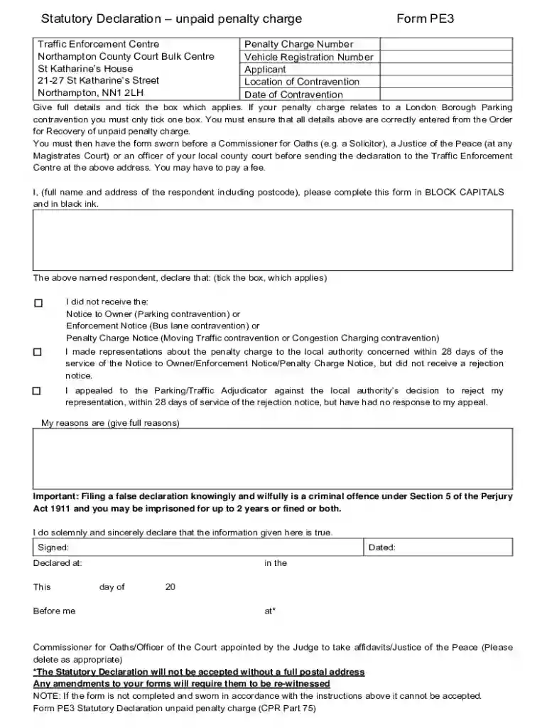 declaration unpaid penalty charge Preview on Page 1