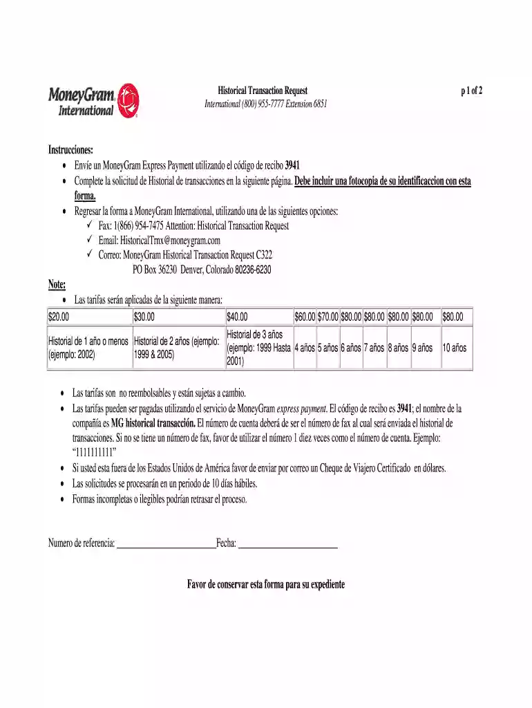 el documento es una solicitud para obtener el tarifas aplicables segn el perodo de historial solicitado Vista previa en la página 1