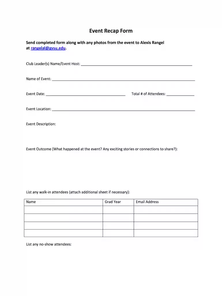 event recap template Preview on Page 1