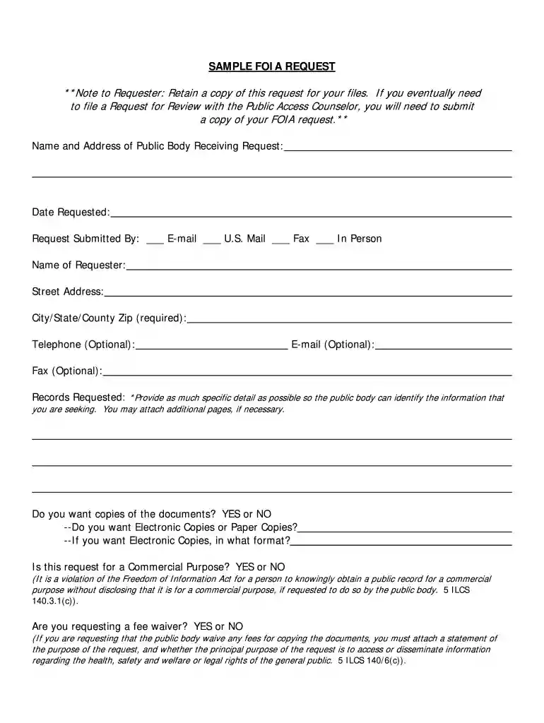illinois foia request form Preview on Page 1
