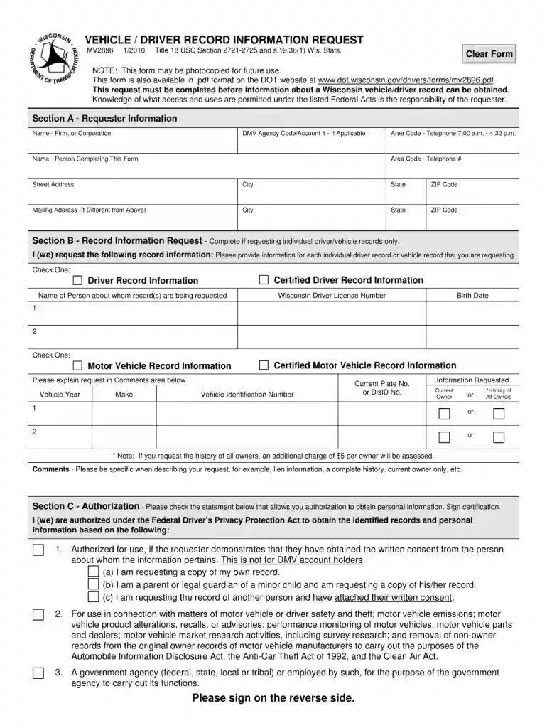 mv2896 2010 form Preview on Page 1