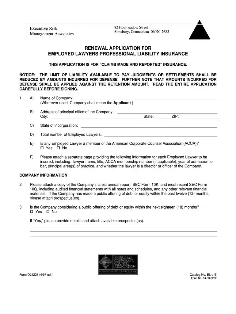 chubb employed lawyers application Preview on Page 1