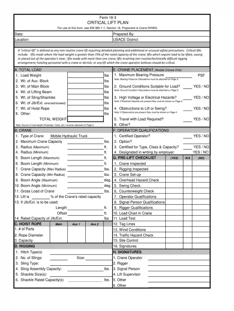 lifting plan template Preview on Page 1