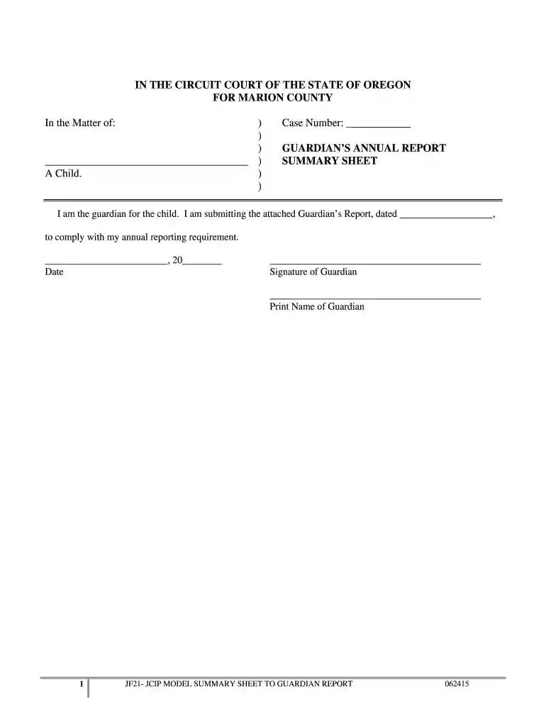 oregon guardianship forms Preview on Page 1