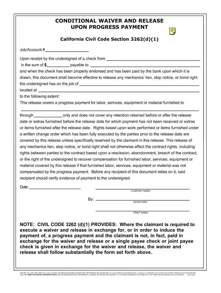 conditional lien release Preview on Page 1