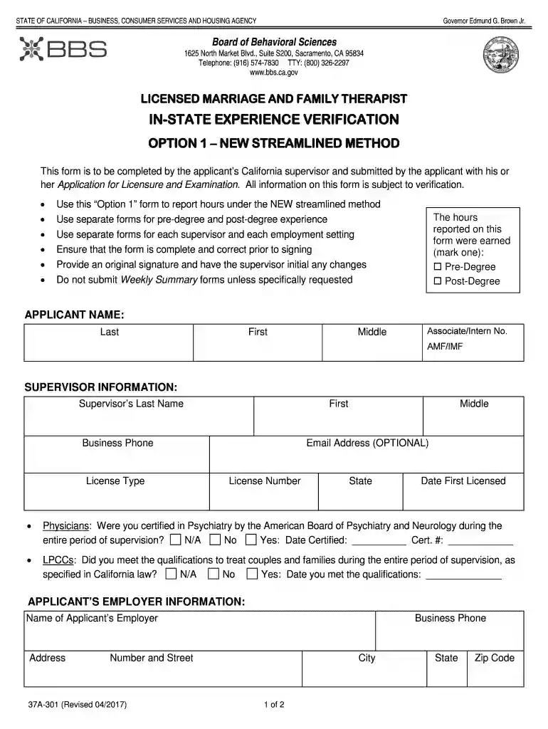 MFT Experience Verification 37A-301a. MFT Experience Verification 37A-301a Preview on Page 1