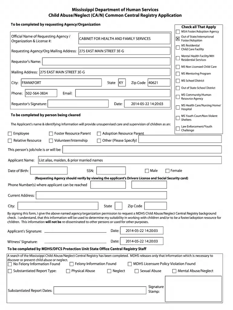 child abuse registry Preview on Page 1