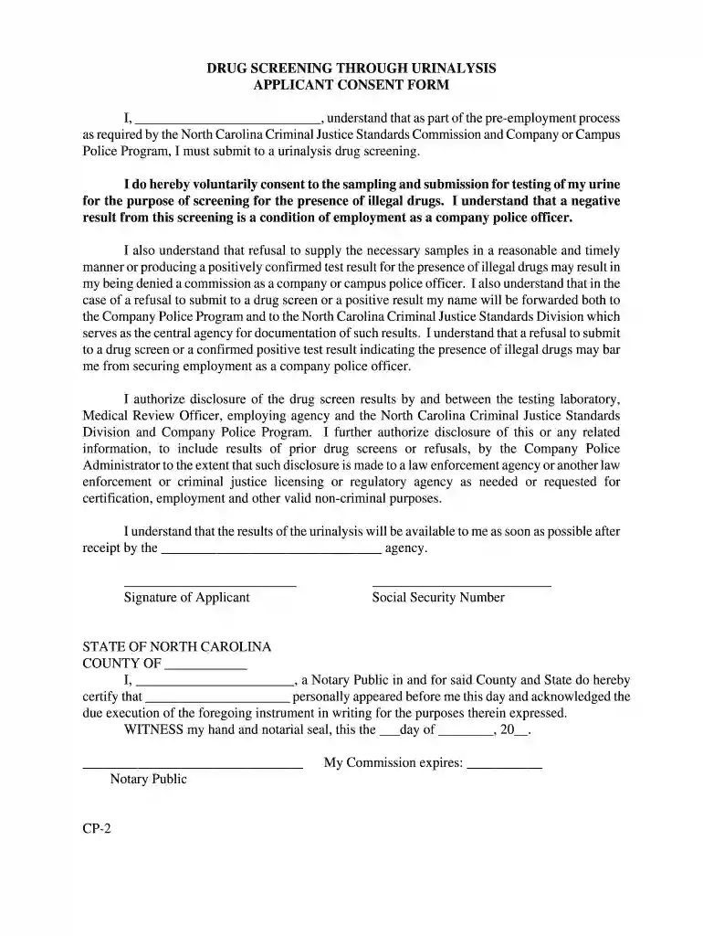 urinalysis consent form Preview on Page 1