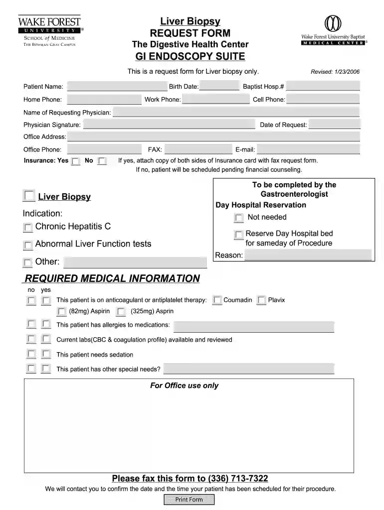 biopsy form Preview on Page 1