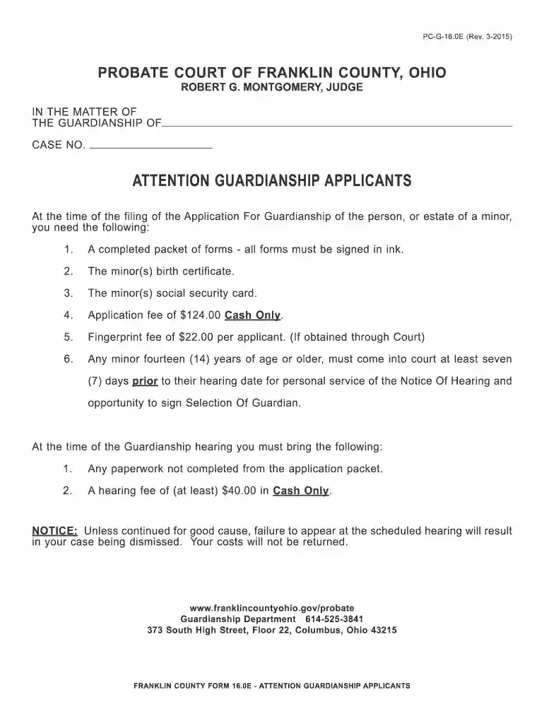 ATTENTION GUARDIANSHIP APPLICANTS - Home Franklin County Preview on Page 1