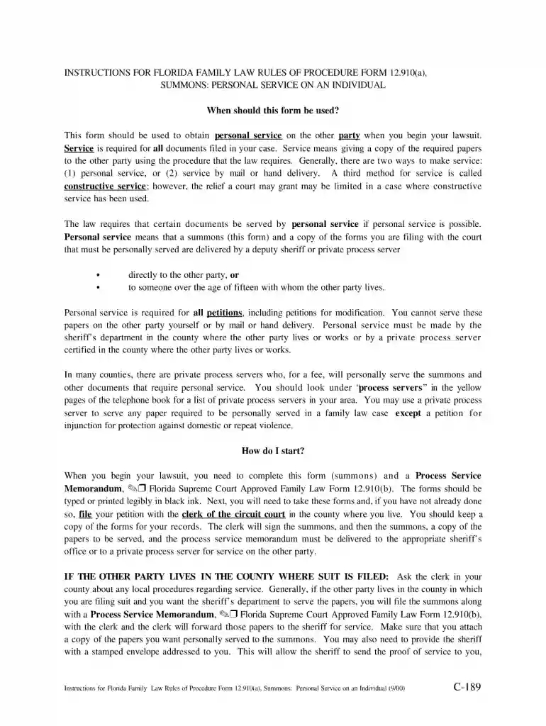 florida family law rules of procedure 12910 2000 form Preview on Page 1