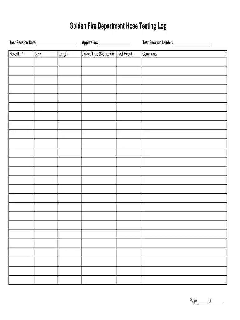 fire hose testing records should include the Preview on Page 1