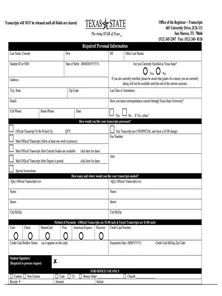 texas state transcript Preview on Page 1