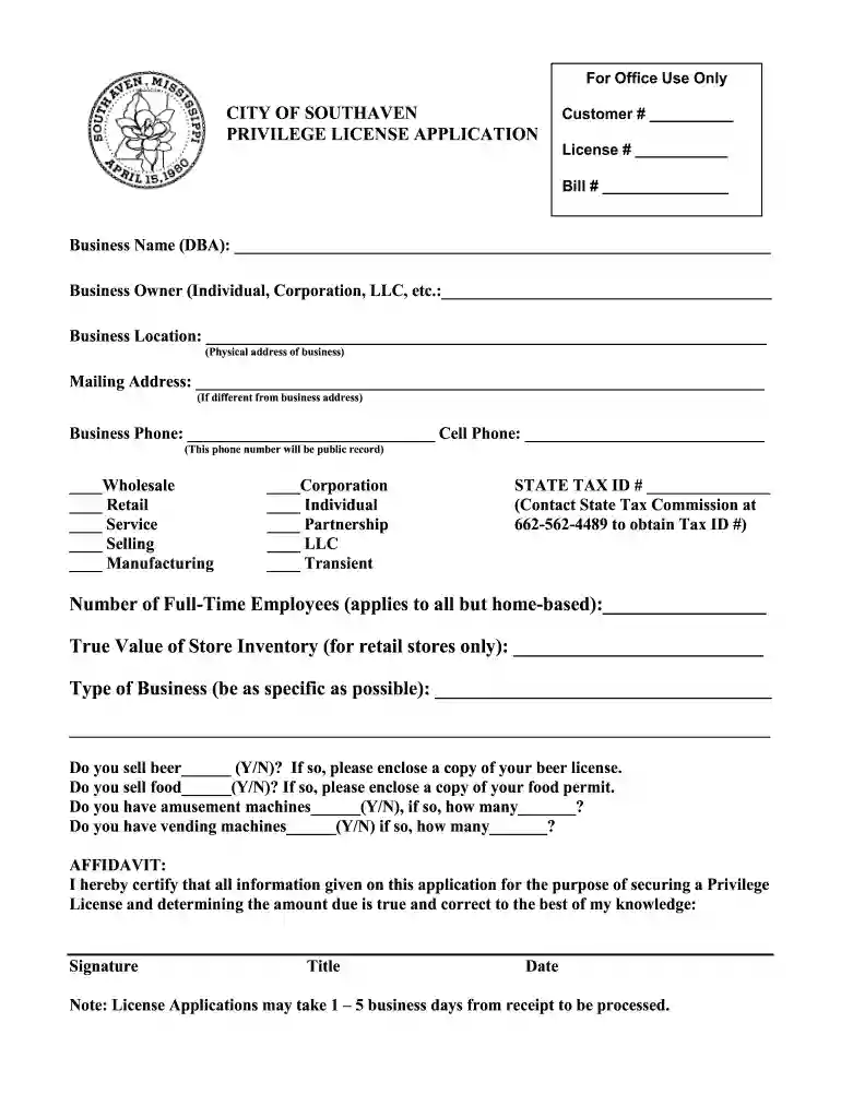 Business Owner (Individual, Corporation, LLC, etc - southaven Preview on Page 1