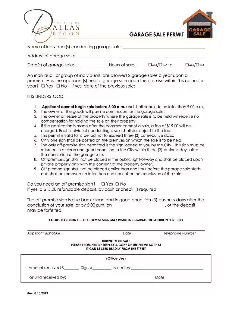 city of dallas garage sale permit Preview on Page 1