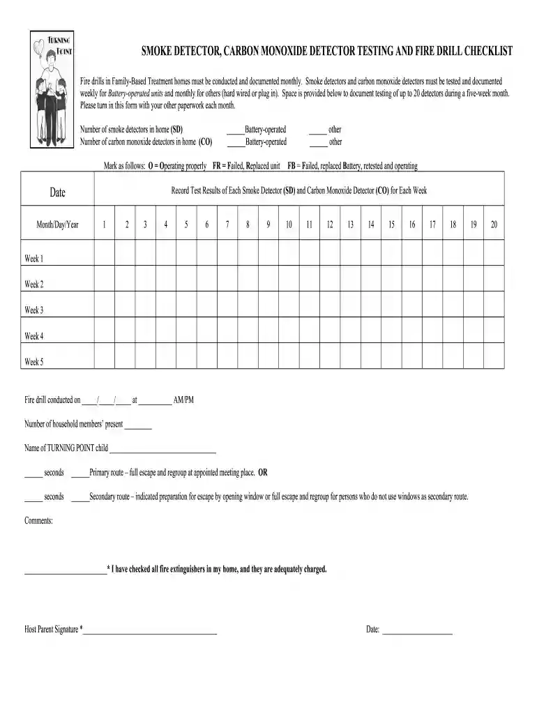 fire drill checklist template word Preview on Page 1