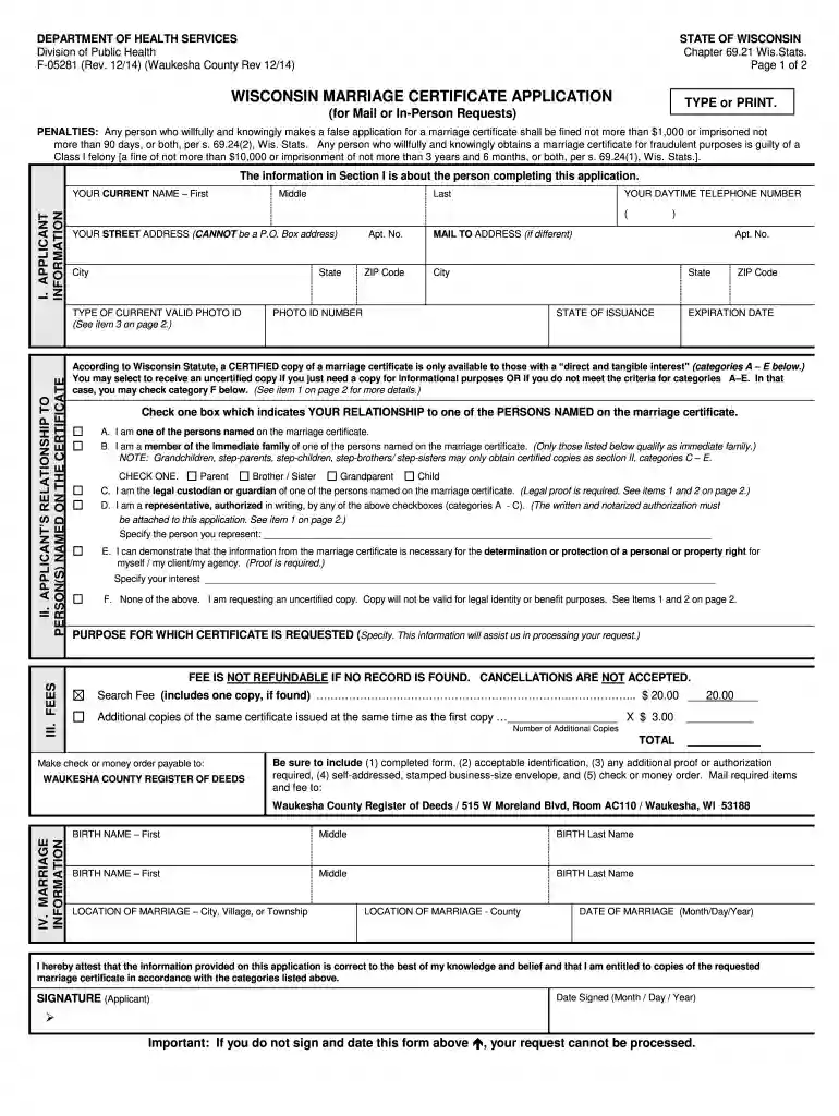 waukesha county marriage license Preview on Page 1