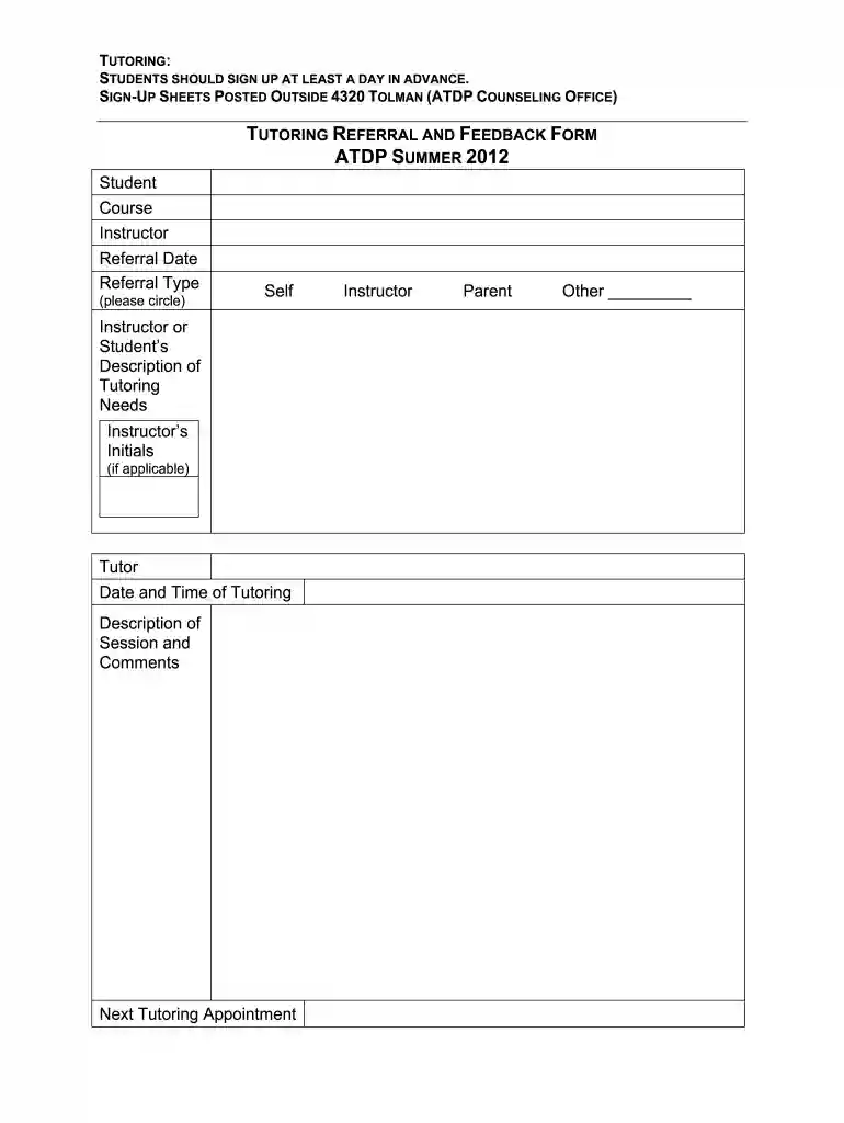 tutor feedback form Preview on Page 1