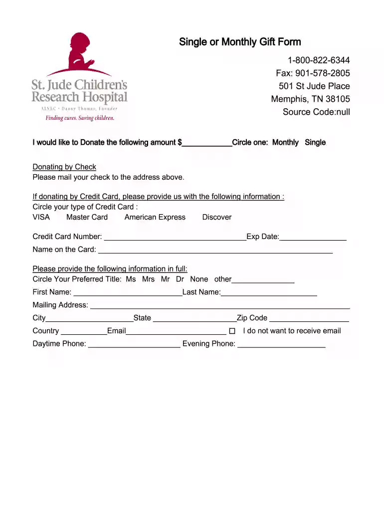 st jude donation form Preview on Page 1