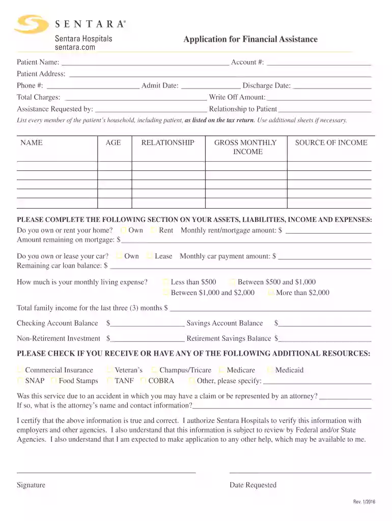 sentara financial assistance phone number Preview on Page 1