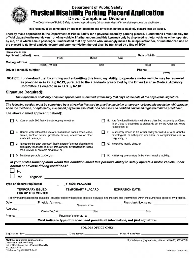 handicap parking application Preview on Page 1