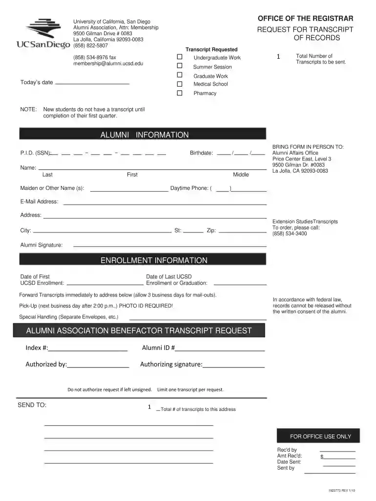 transcript ucsd Preview on Page 1