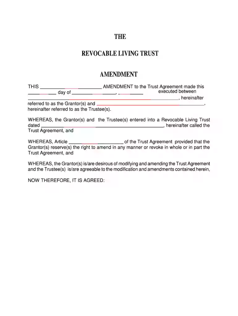 form to amend a living trust Preview on Page 1