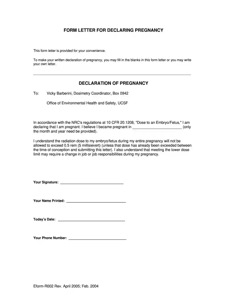 pregnancy verification letter Preview on Page 1
