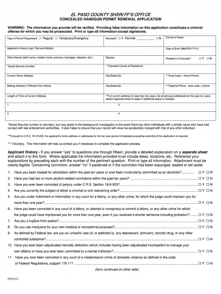 el paso county concealed carry permit Preview on Page 1