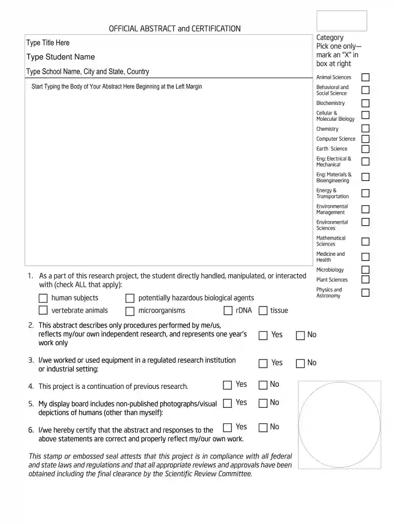 isef format Preview on Page 1