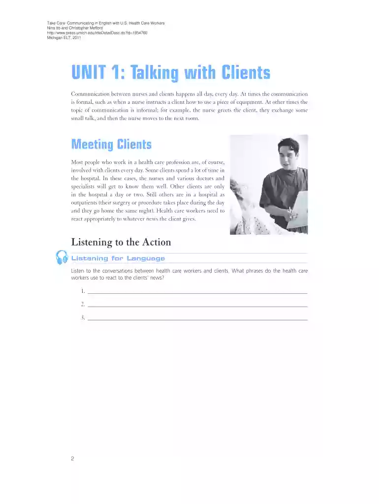 unit 1 clients form printable Preview on Page 1