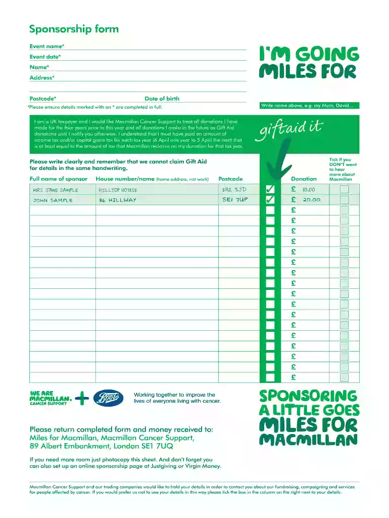 macmillan cancer support sponsorship Preview on Page 1