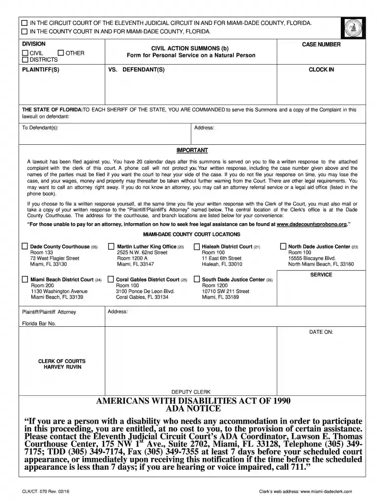 CASE NUMBER CIVIL ACTION SUMMONS b PLAINTIFFS VS Preview on Page 1