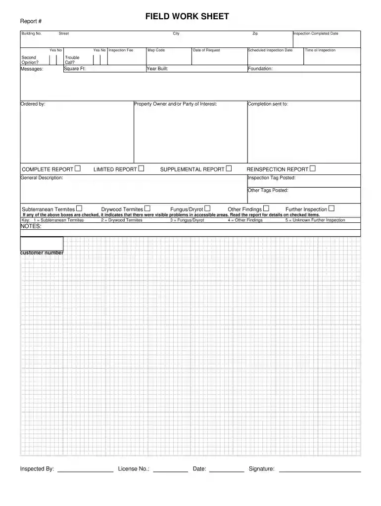 field sheet Preview on Page 1