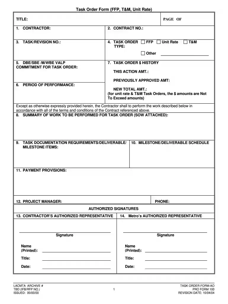 task order Preview on Page 1