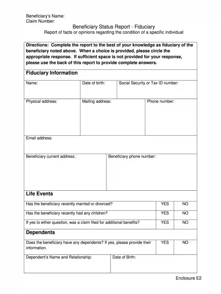 beneficiary status form Preview on Page 1